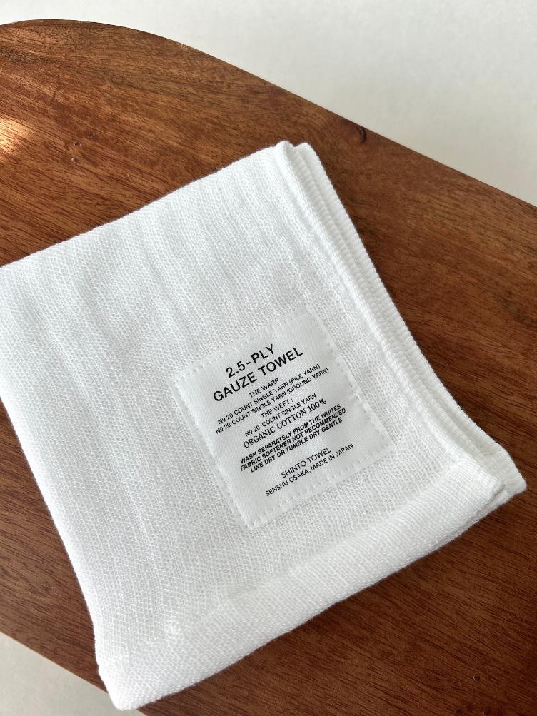 2.5-PLY GAUZE FACE TOWEL WHITE - 3